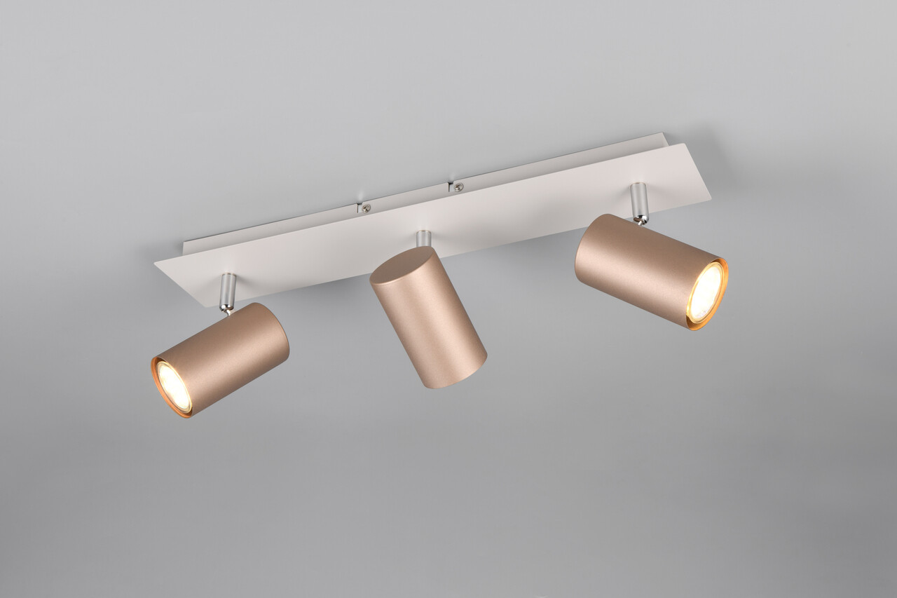 Plafoniera Marley, TRIO, 48x9x15 cm, 35W, 3x GU10, metal, alb/bronz - imagine 5